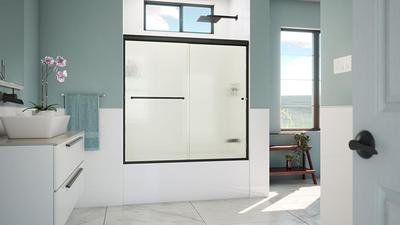 Arizona Shower Door Lite Euro Recessed 56 In To 60 In W X 57 375 In H Semi Frameless Sliding Matte Black Standard Bathtub Door Rain Glass Yahoo Shopping