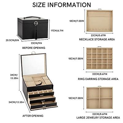 Jewelry Box for Women Girls, 2 Layers Jewelry Organizer Container with  Lock, PU Leather Storage Case with Removable Tray, Jewelry Display Holder  for Necklaces Earrings Bracelets Rings Watches - White 