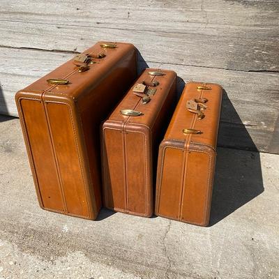 1920s-1930s Black Leather Suitcase Distressed Leather 