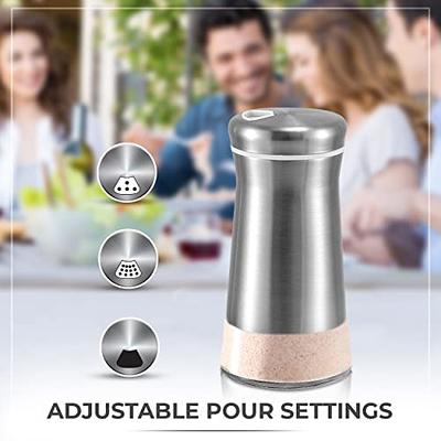 Salt and Pepper Shakers with Adjustable Pour Hole, 3 Oz Salt