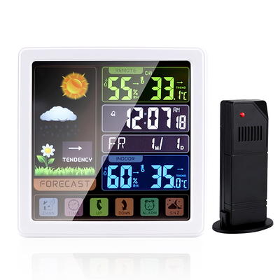 Kalawen Home Wireless Weather Station Multiple Sensors with Atomic Clock,  Indoor/Outdoor Thermometer Wireless Humidity Barometer Monitor