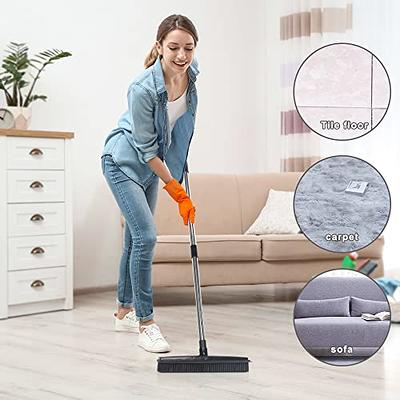 Rubber Broom Carpet Rake with Silicone Squeegee for Removing