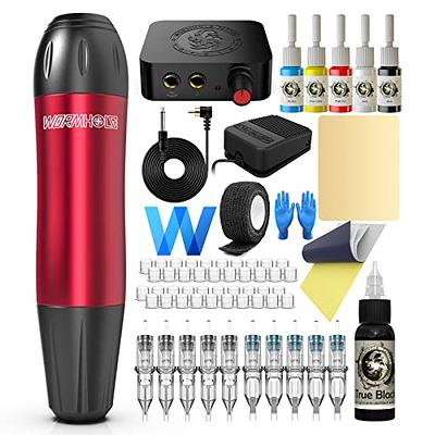 Complete Tattoo Pen Machine Kit for Beginners 40 Needle Cartridges