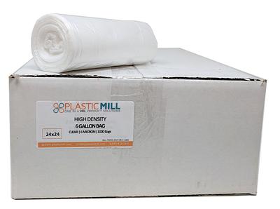 PlasticMill 20-30 Gallon Garbage Bags, High Density: Black, 8 Micron, 30x37, 500 Bags.