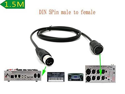 MIDI Cable 5 Pin DIN Male Audio Connector Interface Jack Plug Wire Cord -  6FT