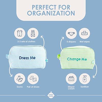 Easy Baby - Diaper, Bottle, and Supplies - Organizer Pouches - Change,  Feed, and Dress Me (4 Pack Seersucker) | Organizing Packing Tote Cubes for  Baby