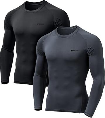 TSLA Men's Thermal V-Neck Long Sleeve Compression Shirts, Athletic Base  Layer To