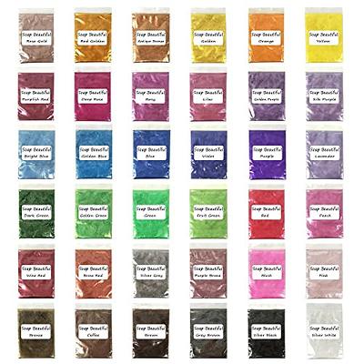 Mica Powder,Natural Soap Making Supplies,Resin Pigment Kit,Epoxy Resin  Dye,36 Colors Soap Making Dyes,Hand Soap Making Pigment Kit,Resin