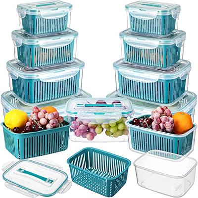 ODOMU 4 Pack Fridge Food Storage Container with Lids, Plastic