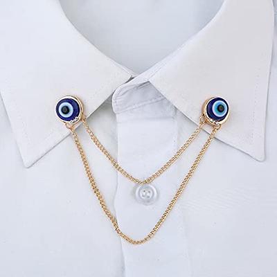 Silver Evil Eye Safety Pin Brooch Gold Plated