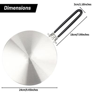 9.45 Inches Induction Plate Adapter for Glass Cooktop, Stainless Steel Heat  Diffuser for Electric Gas Glass Stove with Detachable Handle