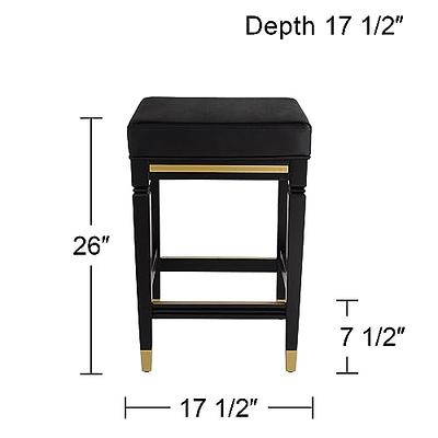 55 Downing Street Wood Bar Stool Black Gold 26 High Mid Century Modern  Faux Leather Square Cushion With Footrest For Kitchen Counter Height Island  : Target