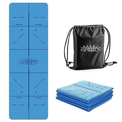 Foldable Yoga Mat Travel, Folding Travel Yoga Mat with Alignment