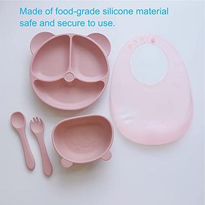 Mimorou 16 Pack Baby Feeding Supplies Set Silicone Baby Led Weaning Suction  Plates and Bowls Silicone Bibs Anti Slip Placemat Snack Cups Baby Spoons  Forks Toddler Eating Utensil Set