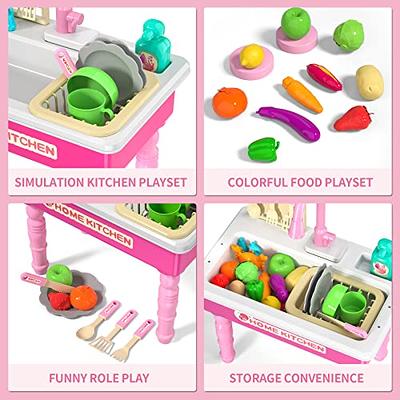 SmartChef Play Kitchen Sink Toys, Blue Electric Dishwasher Playing Toy with  Running Water, Play Food & Tableware Accessories, Kitchen Set Toys, Role