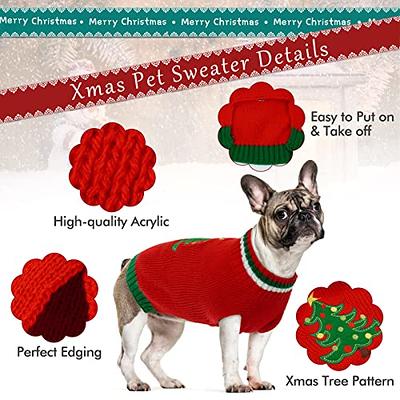 Lelepet Dog Sweater Dress Turtleneck Pullover Knitwear Warm Girl Dogs Dress  Dog Sweaters for Medium Dogs Girl Fall Winter Classic Plaid Dog Christmas