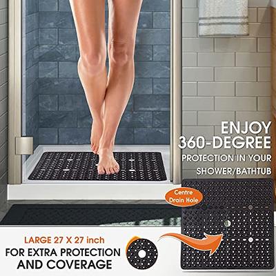 Tranquil Beauty 21 x 21 Clear Square Non-Slip Shower and Bath Mats with  Suction Cups Ideal for Kids & Elderly