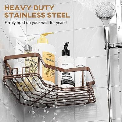 Dracelo 2-Pack Silver Adhesive Stainless Steel Corner Shower Caddy Storage  Shelf with 4 Hooks - Yahoo Shopping