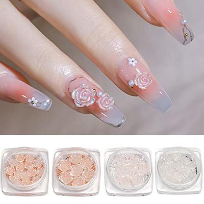 3D Flower Caviar Beads Nail Art Decals Charms for Nails, White Pink 3D  Acrylic Flower Nail Charms with Pearl Golden Caviar Beads for Women DIY  Manicures Salon Accessories ##-2