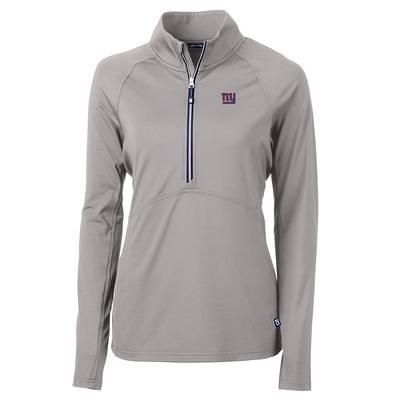 Men's Cutter & Buck White New York Giants Throwback Logo Virtue Eco Pique Recycled Quarter-Zip Big Tall Pullover Top