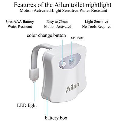 Toilet Night Light Motion Activated,8 Color Changing LED Toilet Seat Light  Motion Sensor Toilet Bowl Light for Bathroom Battery Not Included(White)