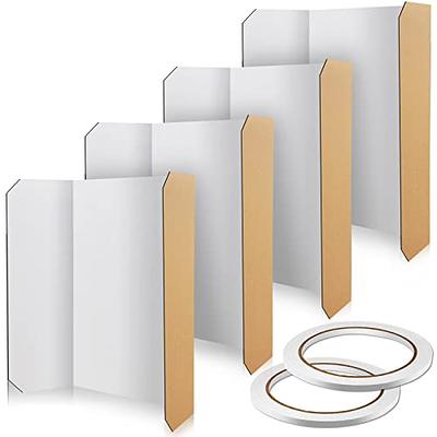 10 Pack Presentation Board Trifold Poster Board Tri Fold Display Board  Foldable Project Paperboard with 10 Sheets Letter Sticker 3 Rolls of Double