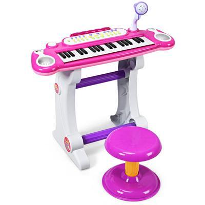 Costway 31 Key Kids Piano Keyboard Toy Toddler Musical Instrument w/  Microphone Pink