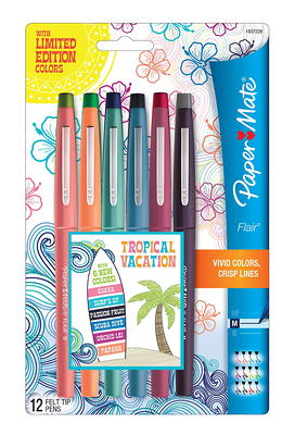 Paper Mate Flair Tropical Vacation Felt Tip Pens Medium Point 0.7 mm  Assorted Colors Pack Of 12 - Office Depot