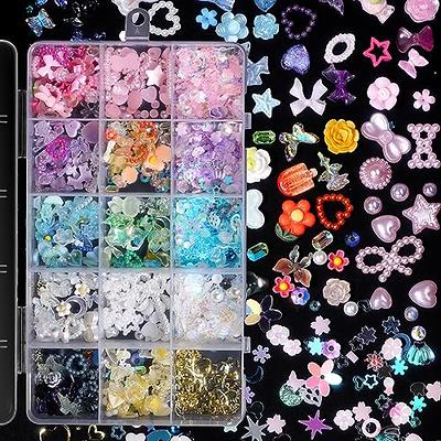 SILPECWEE Light Change Flower Nail Charms 3d Nail Flower Gold and Silver  Caviar Nail Art Charms Nail Jewelry for Acrylic Nails DIY Craft Nail Design