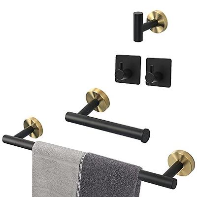 TURS 5-Piece Bathroom Hardware Set Black and Gold Towel Bar Sets Include 24  Inch Towel Bar Hand Towel Holder Toilet Paper Holder and 2 Towel