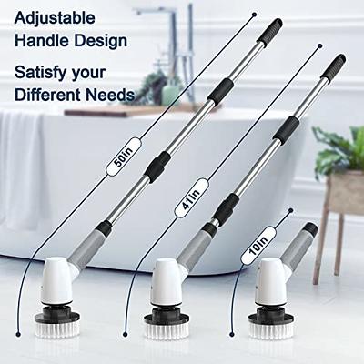 Electric Spin Scrubber, Cordless Shower Scrubber with 8 Replaceable Brush  Heads, 2 Adjustable Speeds and 3 Extension Handle, 90Mins Work Time Shower