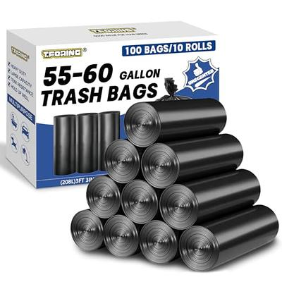 TYPLASTICS Drawstring Trash Bags, 30 Gallon Multipurpose Heavy Duty Garbage  Bags, 65 Count