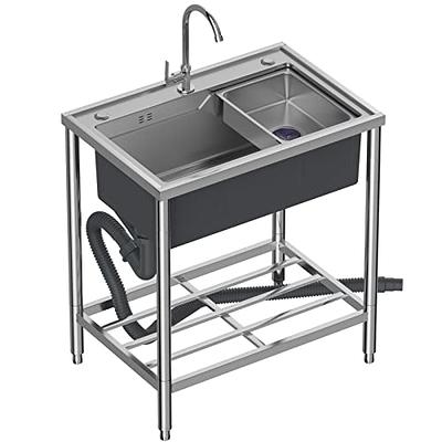 Commercial Restaurant Sink Utility Sink Stainless Steel Free-standing  Kitchen Sink Set Single Bowl w/ Faucet & Drainboard for Laundry Garage  Camping 120x50x80cm/47.2x19.7x31.5in Right - Yahoo Shopping