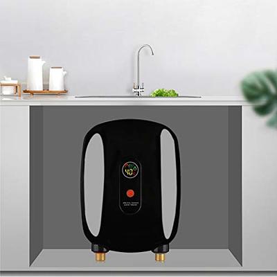 Mini Electric Tankless Water Heater-110V 3000W Small Instant Hot Water  Heater with LCD Digital Display for Kitchen Sink Faucet (Black)