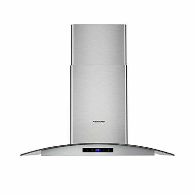 Range Hood 30 inch, FIREGAS Convertible Wall Mount Range Hood with Tempered Glass, 3 Speed Fan, 400CFM, Button Controls, LED Lighting, Permanent