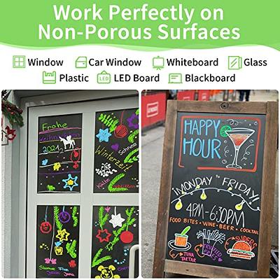 12 Colors Jumbo Window Markers, Bold Car Markers, Chalkboard Markers for  Kids Restaurant, Blackboard, Glass, Bistro, Car Paint Wet Erasable, 3 in 1