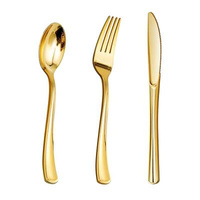 Lullaby 200pcs Gold Plastic Silverware, Gold Plastic Cutlery, Gold Utensils  Includes 100 Gold Forks, 50 Gold Spoons, 50 Gold Knives, Plastic Silverware  Sets for Parties Wedding, Birthday and Daily Use - Yahoo Shopping