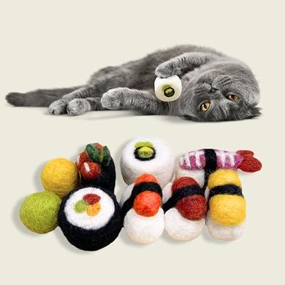 Woolbuddy Cat Toy - Cat Sushi Toy, 8pcs, Wool Cat Toy for Boredom &  Stimulating, Cute Interactive