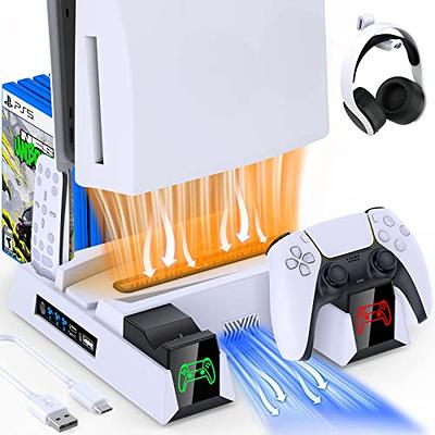 PS5 Stand and Cooling Station with Dual Controller Charging Station for  Playstation 5 Console, PS5 Accessories Incl. Controller Charger, Cooling  Fan