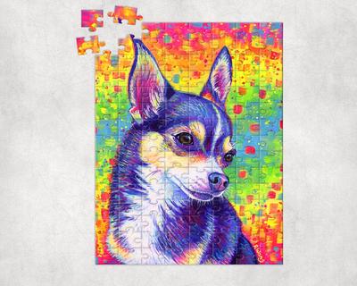 Peppy Purple Pitbull Cute Rainbow Pit Bull Dog Art Jigsaw Puzzle