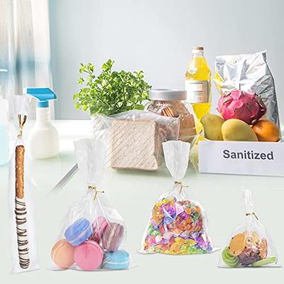 100 Pcs Clear Plastic Cellophane Bags Cello Bags [4x4] - Clear Treat Bags | 4 Twist Ties | Cake Pop Bags | Small Candy Bags | Clear Gift Bags 