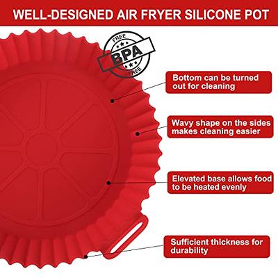  2Pcs Air Fryer Silicone Pot 8 Inch Silicone Air Fryer Liners  Basket Food Safe Non Stick Air Fryer Accessories Reusable Replacement  Parchment Air Fryer Liner Paper Fits 3.6 To 6.8QT Air