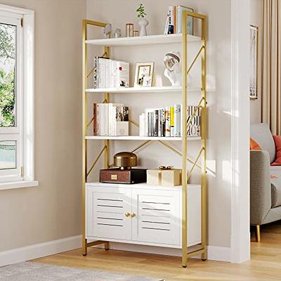 Yitahome  Modern Tall Bookshelf 5 Tier Bookcase White