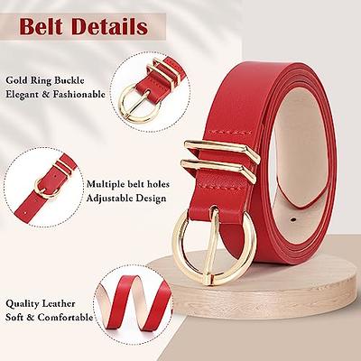 WHIPPY Women Leather Belt with Pin Buckle, Black Waist Belt for