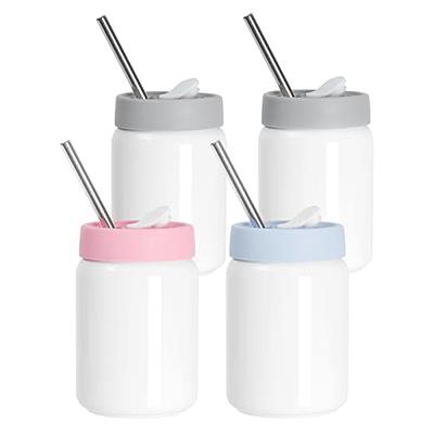 Sublimation Glass Mason Jars with Straws - 4 PACK