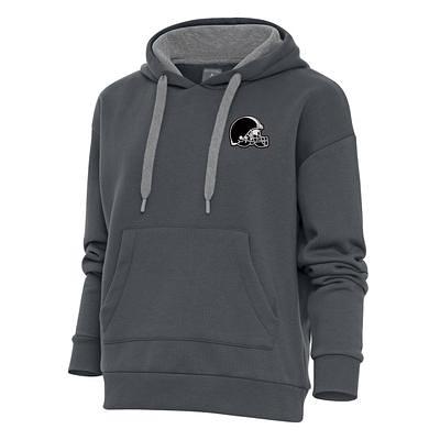 Women's Antigua Black Denver Broncos Metallic Logo Victory Pullover Hoodie