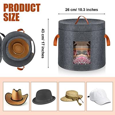 Hat Box,Hat Storage Box,Stackable Round Brim Hats Organizer Bag Container  for Closet,Travel Hat Boxes for Women&Men,Collapsible Cowboy Hat  Organizer,Stuffed Animal Toy Storage,Foldable Round Travel Cap Boxes with  Dustproof Lid