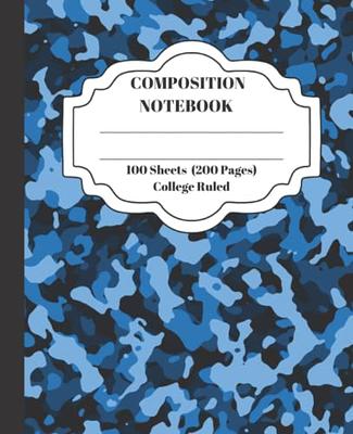 Composition Notebook: Camouflage Blue College Ruled Composition