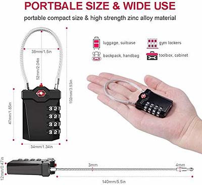 ZHEGE TSA Approved Locks, Zipper Lock with Inspection Indicator, 4 Digit  Luggage Locks with 5.5 Inch Flexible Cable for Suitcases, Backpack,  Baggage, Gym Lockers, Toolbox (2 Pack, Black and Silver) - Yahoo Shopping