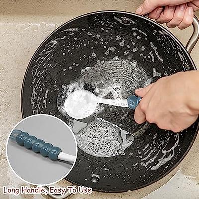  Cast Iron Scrubber with Long Handle  316 Cast Iron Cleaner  Chainmail Scrubber for Cast Iron Pan Skillet Cleaner - Dish Scouring Pad  Dishwasher Safe Cleaning Kit (Grey, 1 Scrubber +